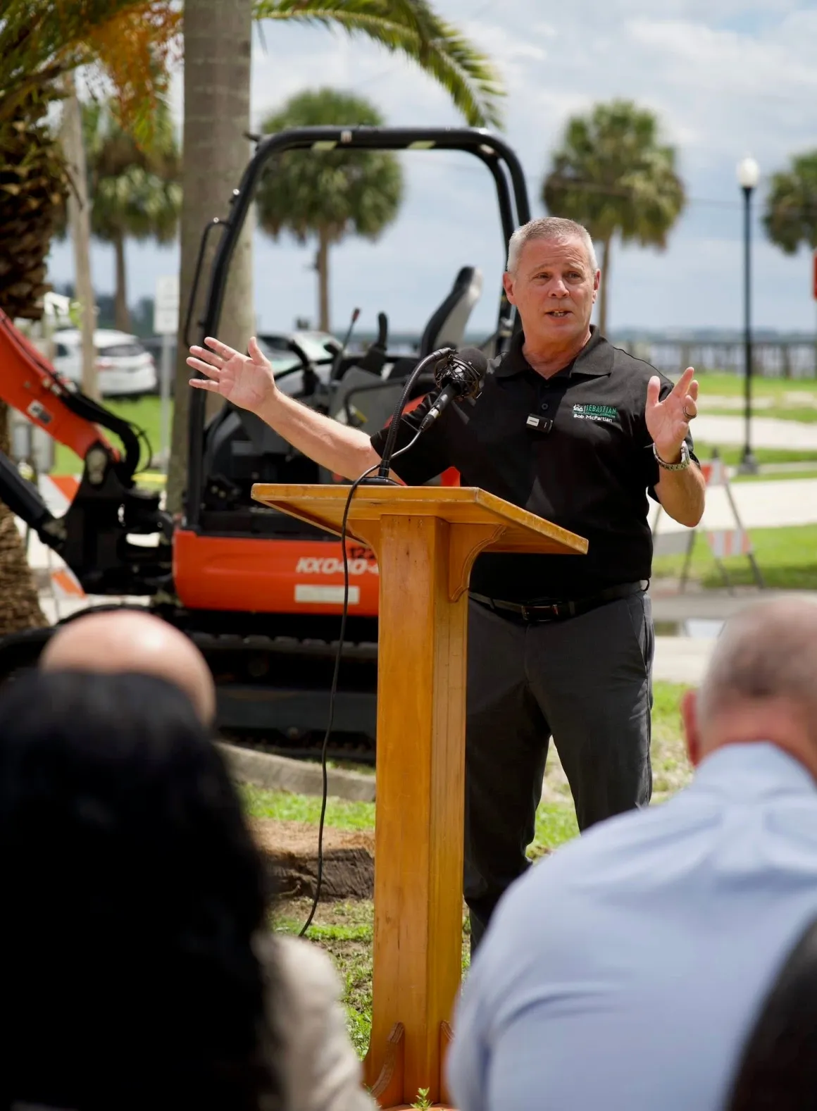 Bob McPartlan speaking at a groundbreaking ceremony